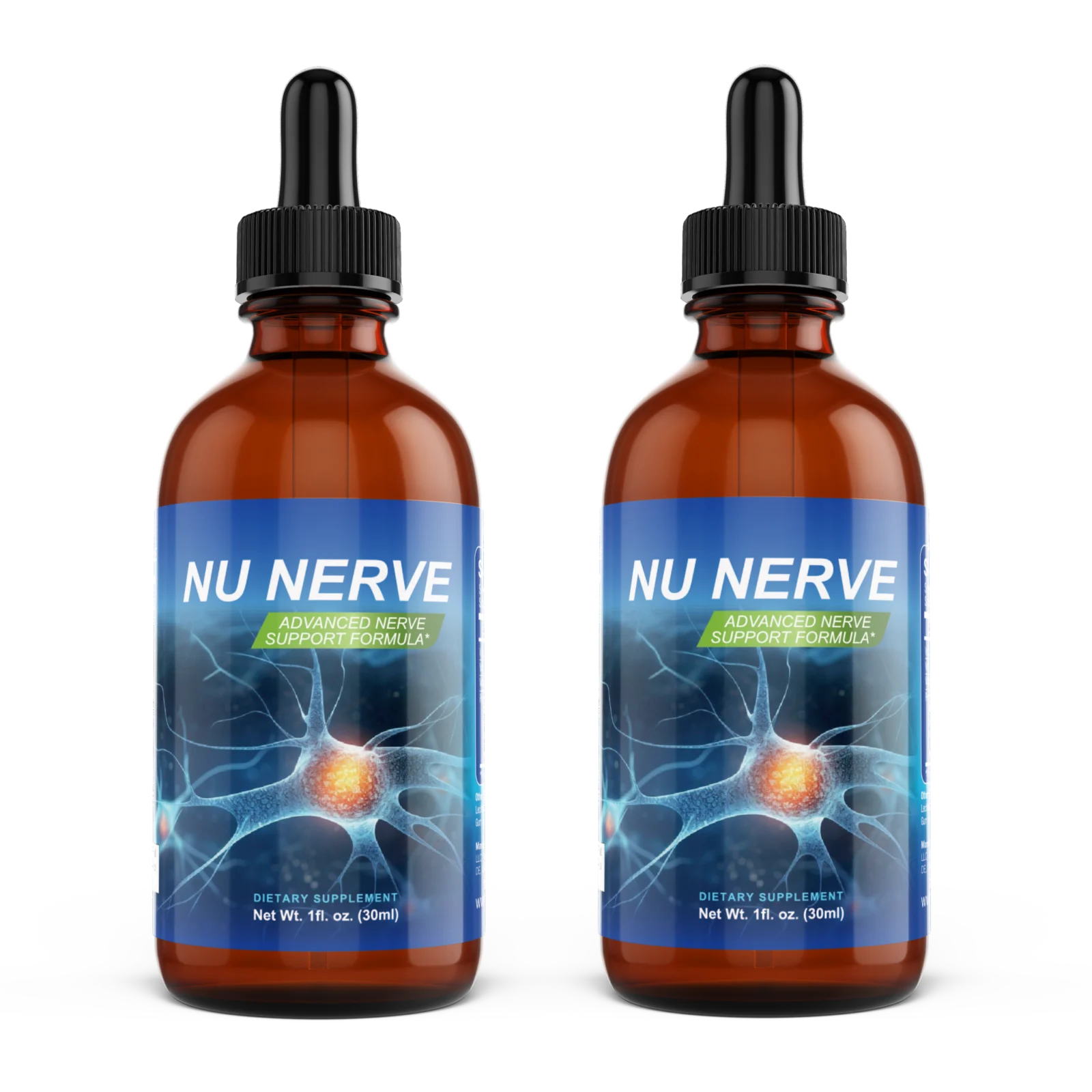 NU NERVE Advanced Nerve Support Formula liquid dropper bottles, 1 fl. oz. (30ml)