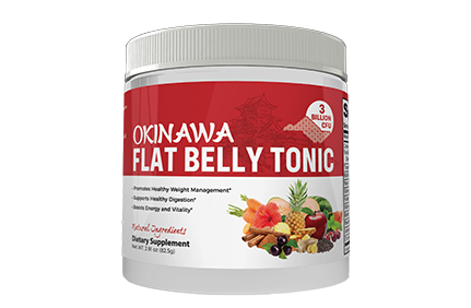 Okinawa Flat Belly Tonic morning powder jar — official product photo