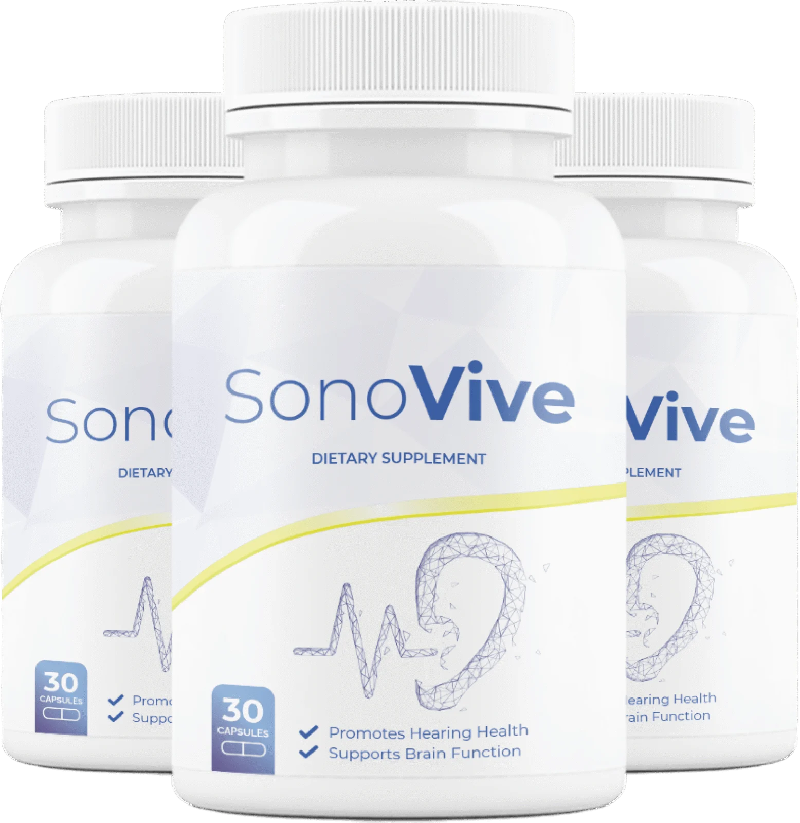 SonoVive official 3-bottle pack of hearing support capsules