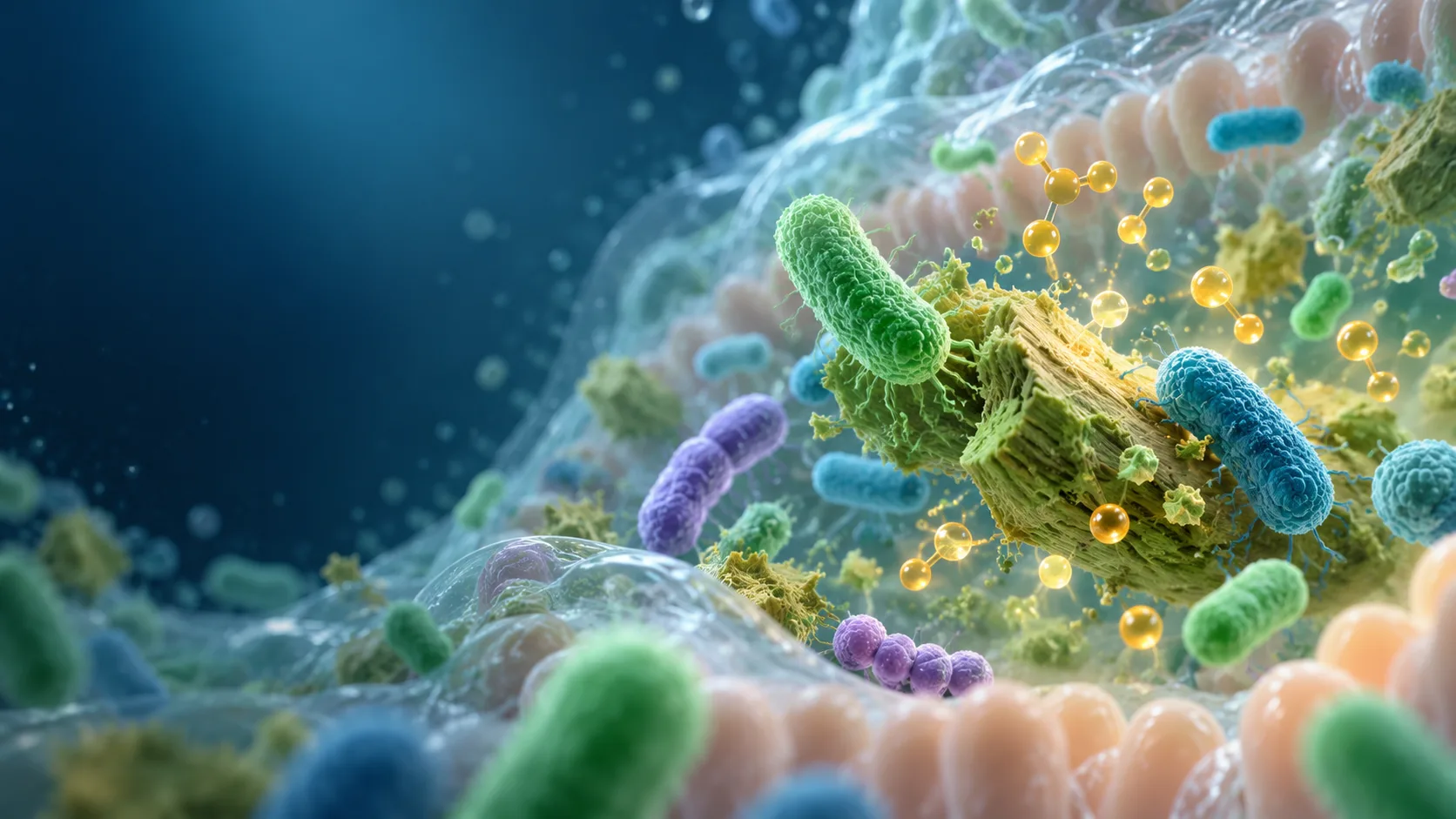 Illustration of gut microbiome bacteria