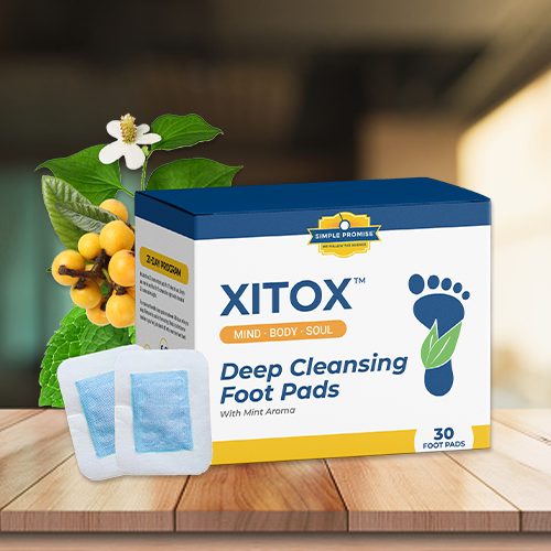 Xitox Deep Cleansing Foot Pads box by Simple Promise, 30 foot pads